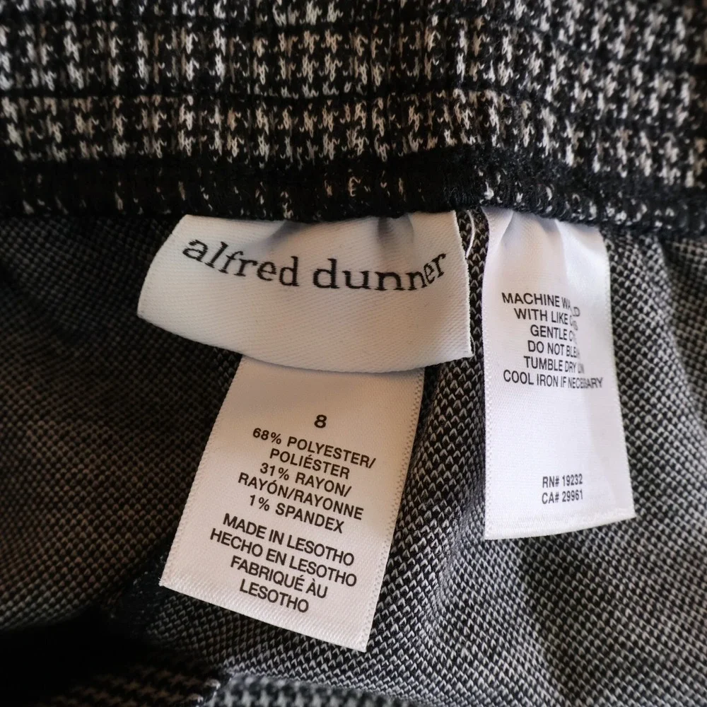 Alfred Dunner Stretch Waist Dress Pants‎ Womens Size 8 Black Houndstooth NWT $48